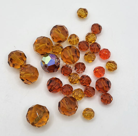 CLEARANCE MIX!  30pc Swarovski Crystal Shades of Orange 6-10mm Round 5000 Beads