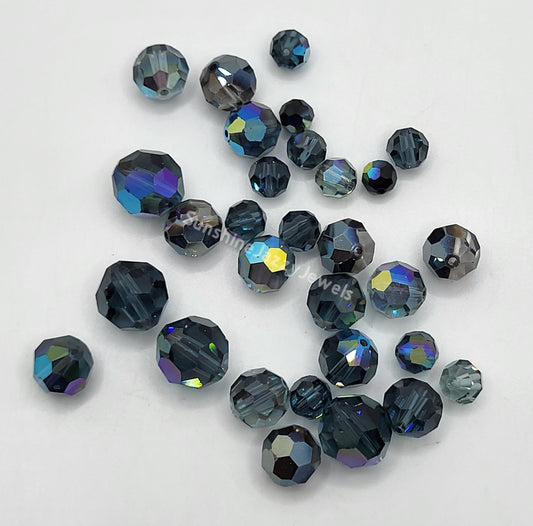 CLEARANCE MIX!  30pc Swarovski Crystal Shades of Chalky Blue 4-10mm Round 5000 Beads (Copy)