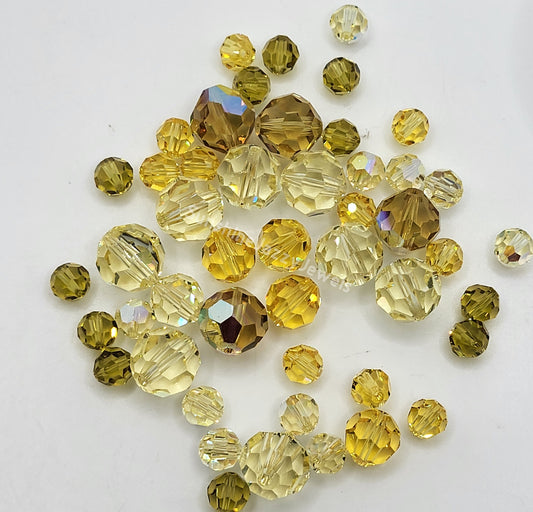 CLEARANCE MIX!  48pc Swarovski Crystal Shades of Yellow 6-10mm Round 5000 Beads
