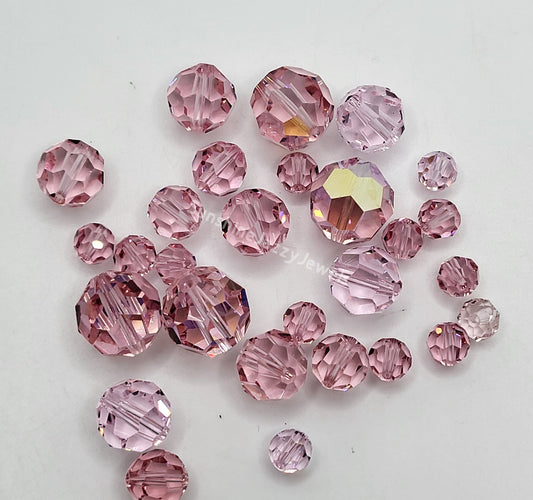 CLEARANCE MIX!  26pc Swarovski Crystal Shades of Pink 6-12mm Round 5000 Beads