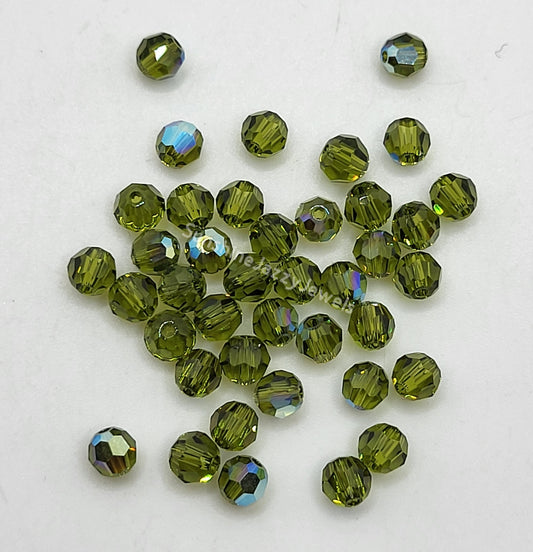 CLEARANCE MIX!  40pc Swarovski Crystal Shades of Olivine 4mm Round 5000 Beads
