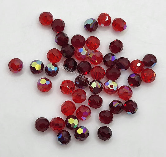 CLEARANCE MIX!  45pc Swarovski Crystal Shades of Red 4mm Round 5000 Beads