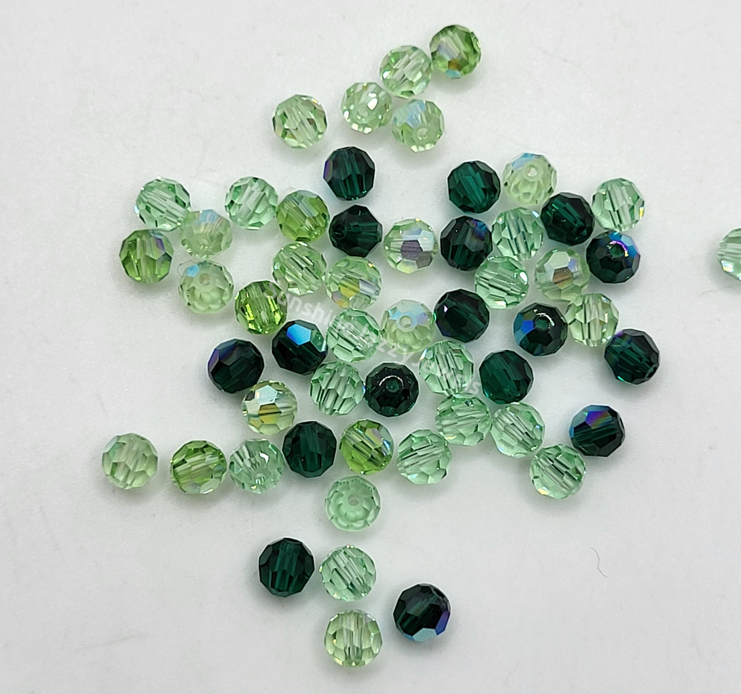 CLEARANCE MIX!  56pc Swarovski Crystal Shades of Green 4mm Round 5000 Beads