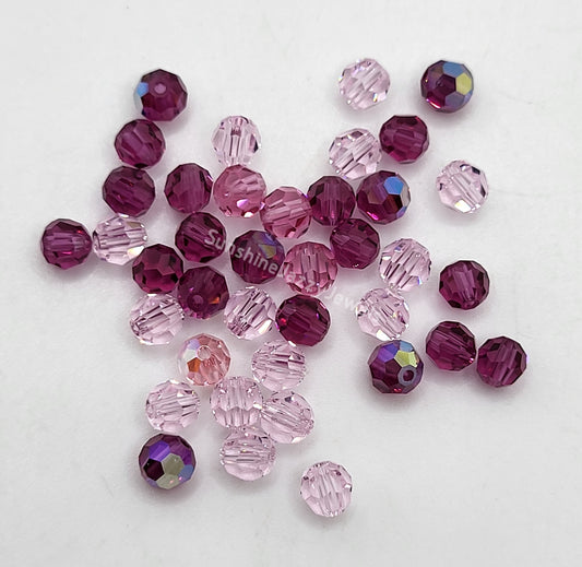 CLEARANCE MIX!  39pc Swarovski Crystal Shades of Pink 4mm Round 5000 Beads