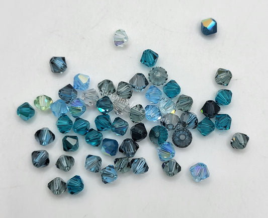 CLEARANCE MIX!  54pc Swarovski Crystal Shades of Aqua 4mm Bicone Beads
