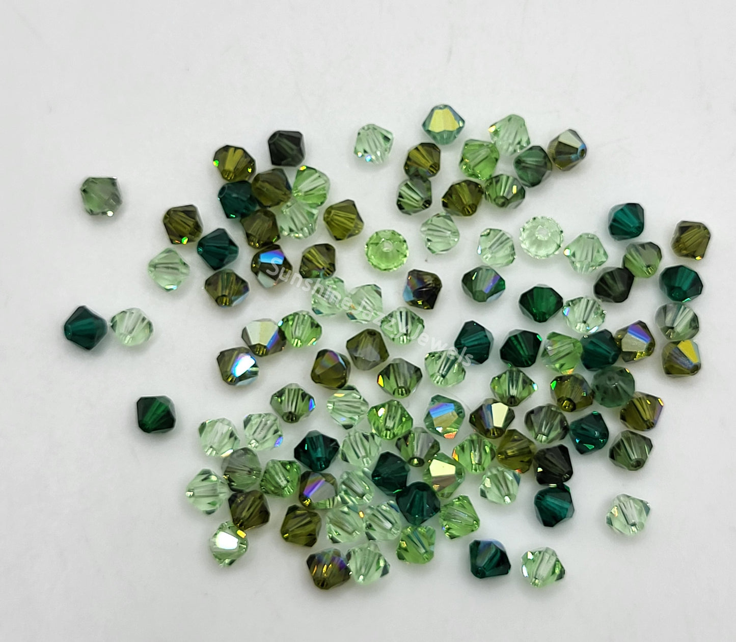 CLEARANCE MIX!  100pc Swarovski Crystal Shades of Green 4mm Bicone Beads