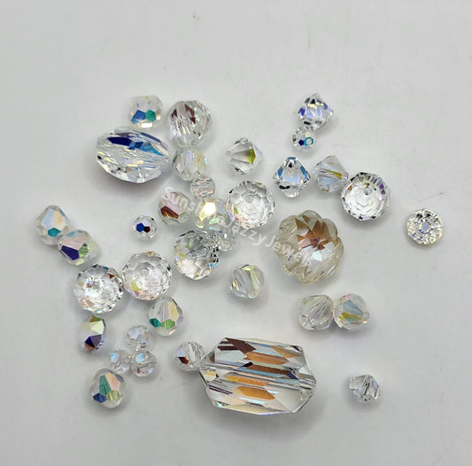 CLEARANCE MIX!  35pc Swarovski Crystal Clear AB Mixed Shapes Beads