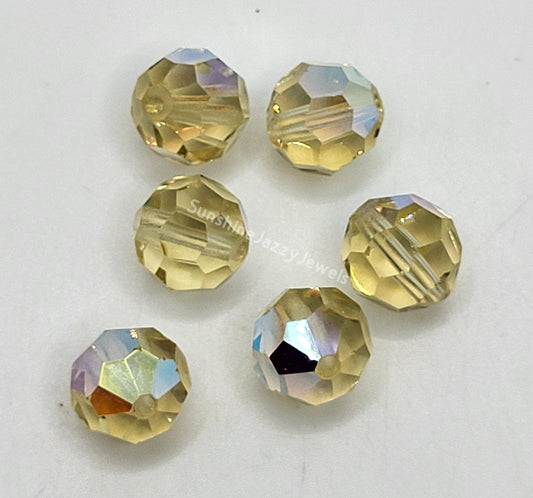 #5000 - 6pc Swarovski Crystal Jonquil AB 10mm Round Beads; LAST ONE
