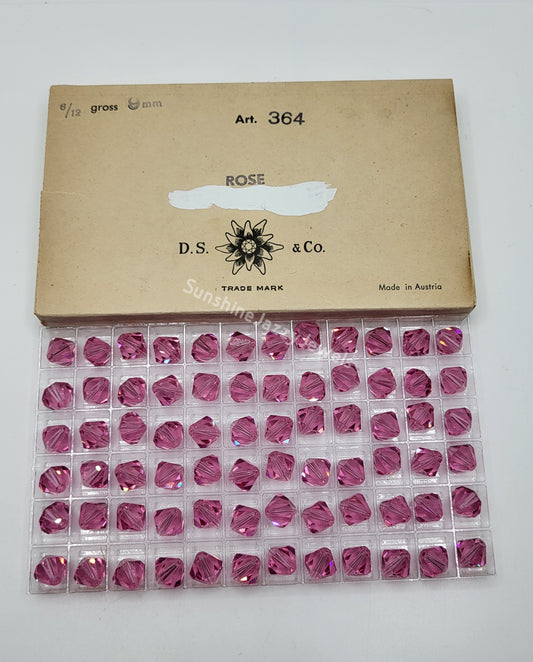 #5301 - Factory Pack Swarovski Crystal Rose 9mm Bicone Beads; 72pc