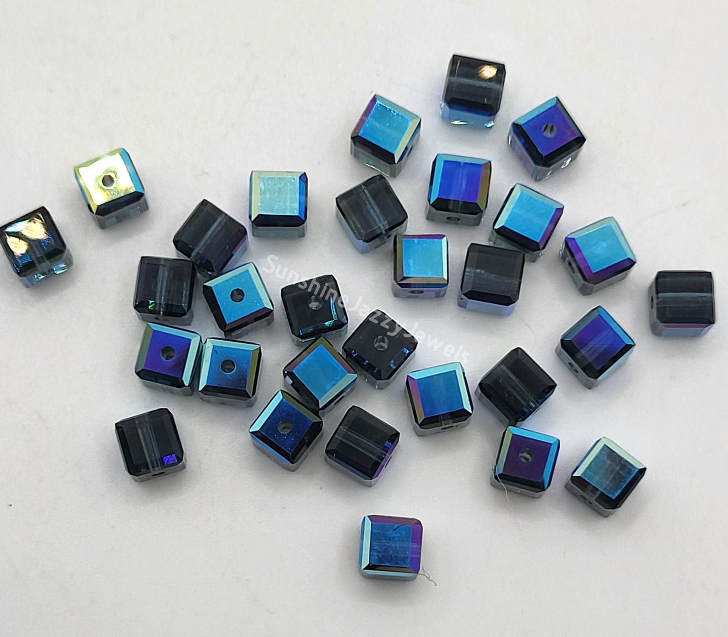 #5601 - Swarovski Crystal 4mm Faceted Cube Beads w/ AB Finish; 12pc per pack