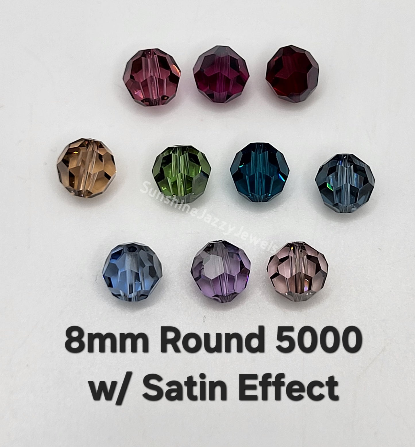 #5000 - Swarovski Crystal 8mm Round Beads w/ Satin Effect; 6pc per pack