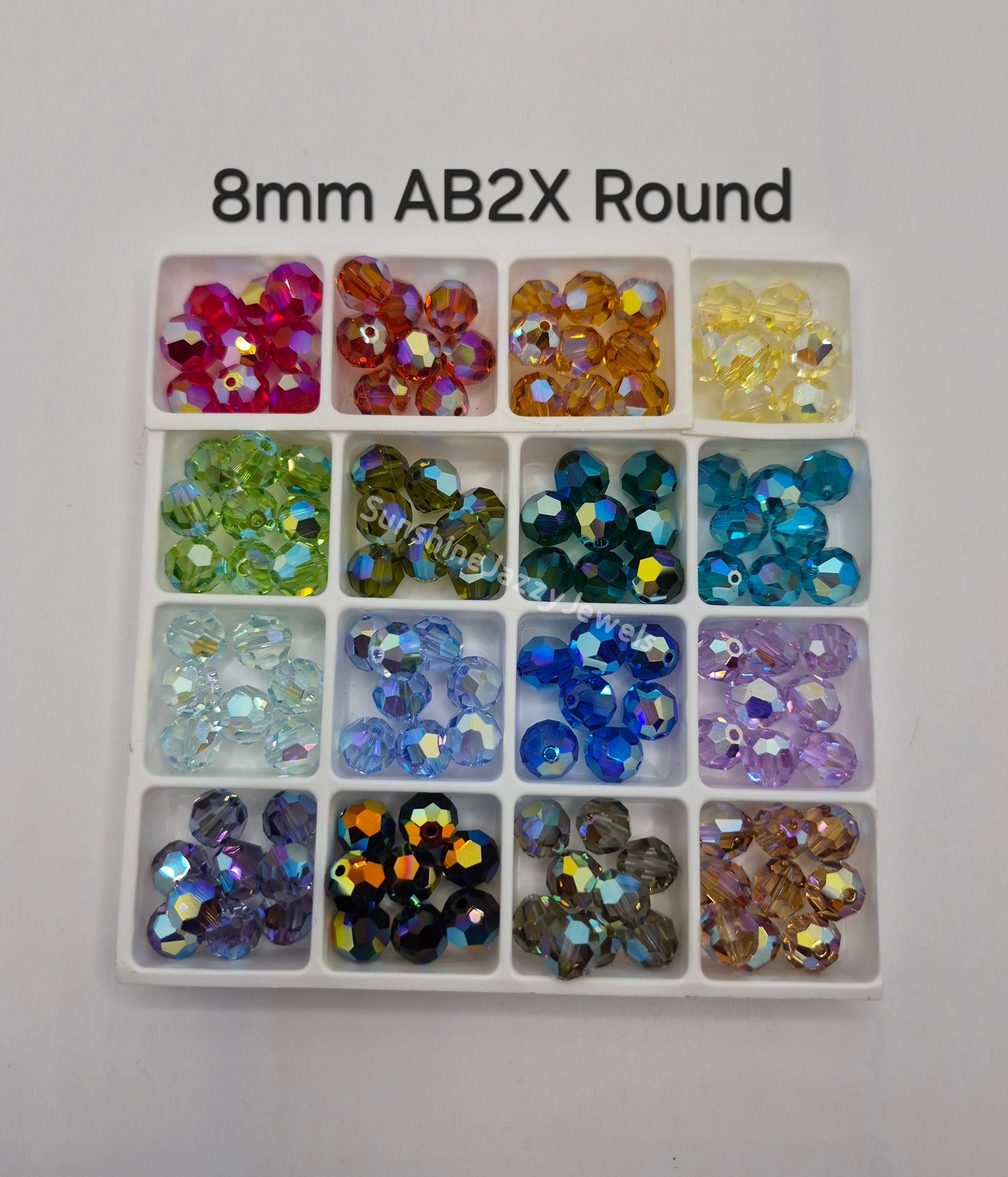 #5000 - Swarovski Crystal 8mm Round Beads w/ AB2X Effect; 6pc per pack