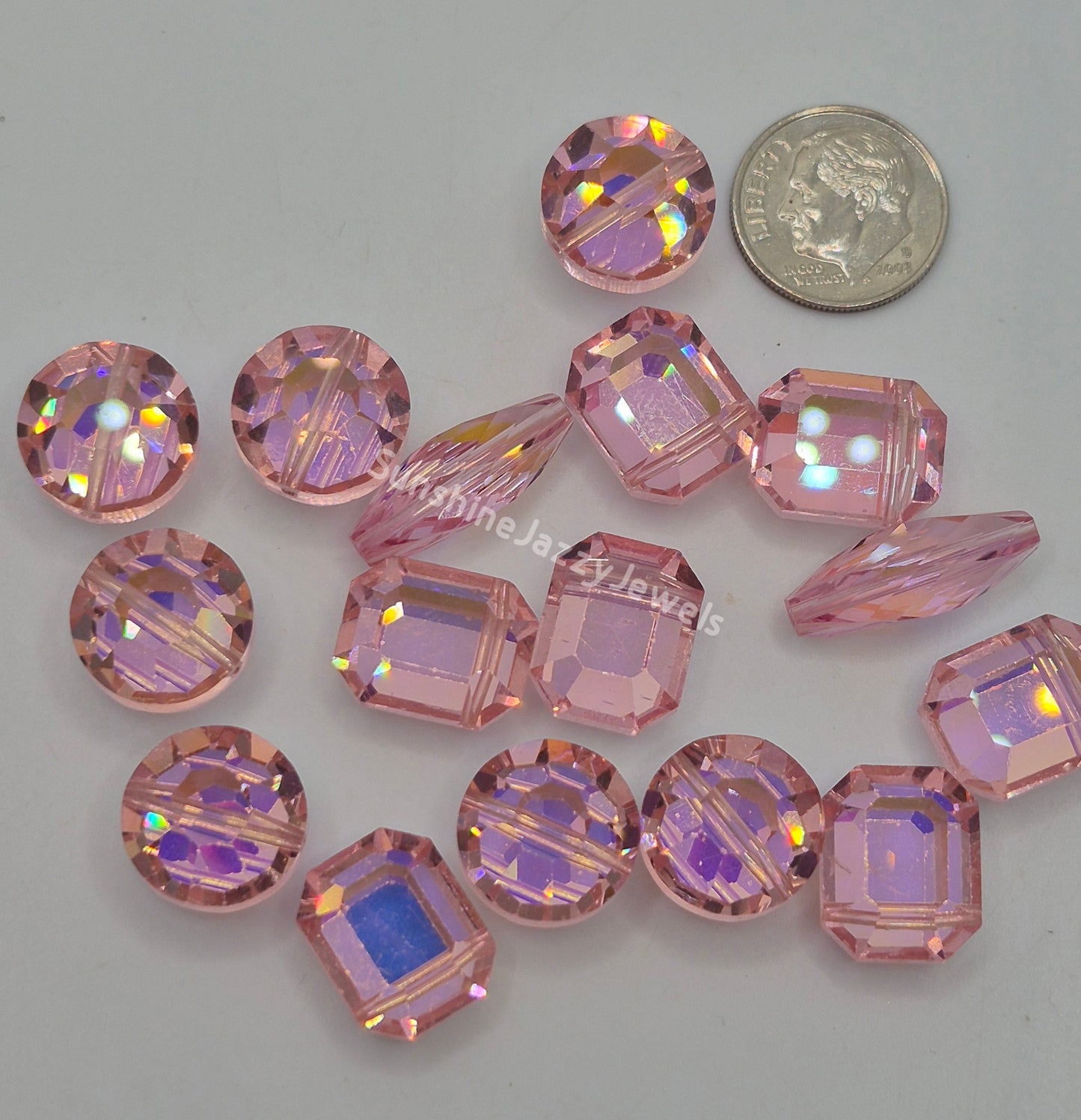 CLEARANCE MIX!  16pc Swarovski Crystal Light Rose AB 12-20mm Assorted Shapes Beads