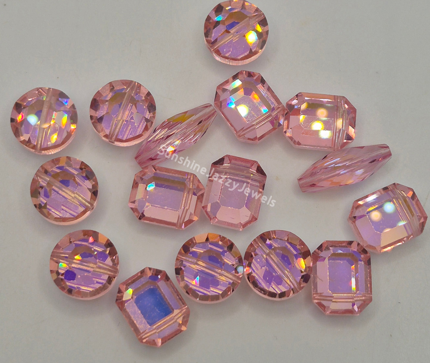 CLEARANCE MIX!  16pc Swarovski Crystal Light Rose AB 12-20mm Assorted Shapes Beads
