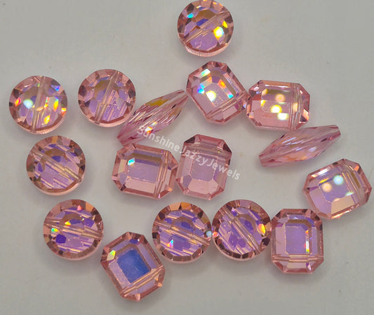 CLEARANCE MIX!  16pc Swarovski Crystal Light Rose AB 12-20mm Assorted Shapes Beads