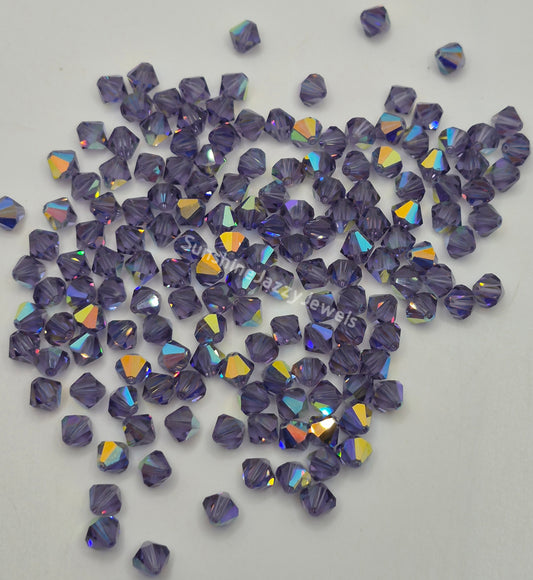 CLEARANCE MIX!  79pc ?Swarovski Crystal? Purple AB 7mm Bicone Beads
