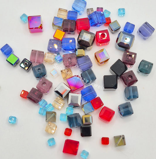 CLEARANCE MIX!  75pc ?Swarovski Crystal? Mixed Colors 4-10mm Cube Beads