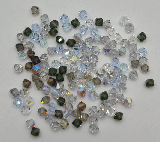 CLEARANCE MIX!  134pc Swarovski Crystal Shades of Blue-Gray 4mm Bicone Beads