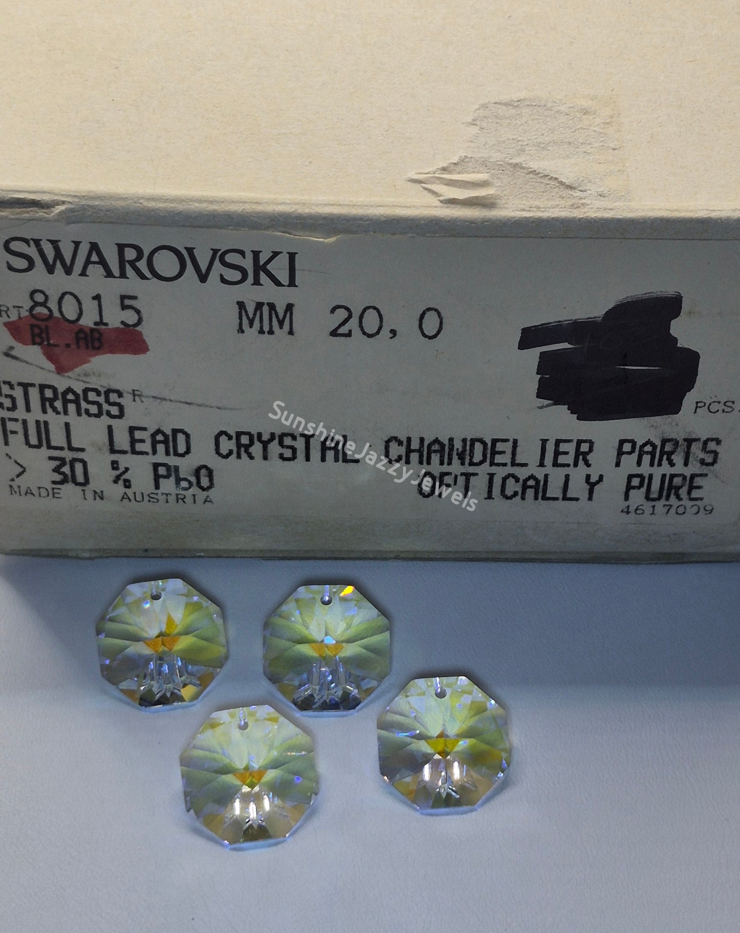 #8015 - Swarovski Crystal Clear Blue AB 20mm 1 Hole Octagons; 4pc per pack