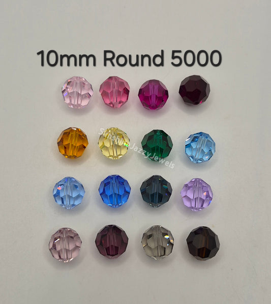#5000 - Swarovski Crystal 10mm Round Beads; Classic Colors; 6pc per pack