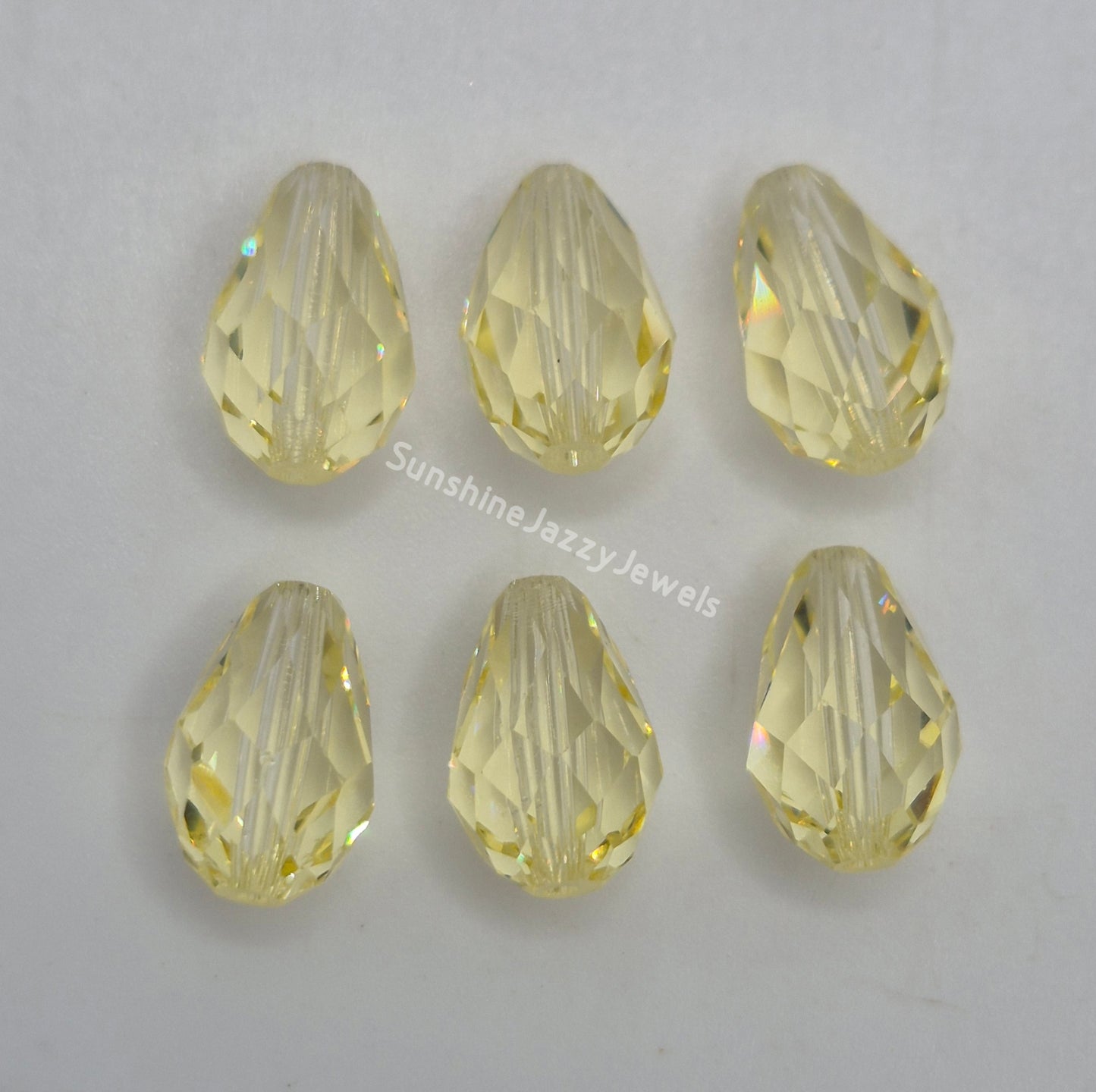 #5500 - 6pc Swarovski Crystal Jonquil 10x7mm Teardrop Beads; LAST ONE
