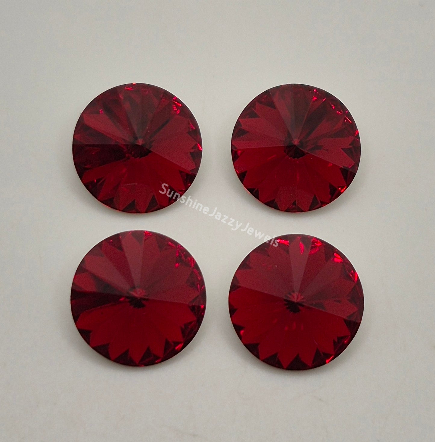 #1122 - 4pc Swarovski Crystal Scarlet 12mm Rivoli Chaton Stones; LAST ONE