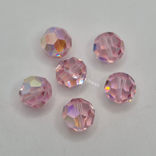 AMAZING DEAL! 6pc Swarovski Crystal Light Rose AB 13mm Round 5000 Beads