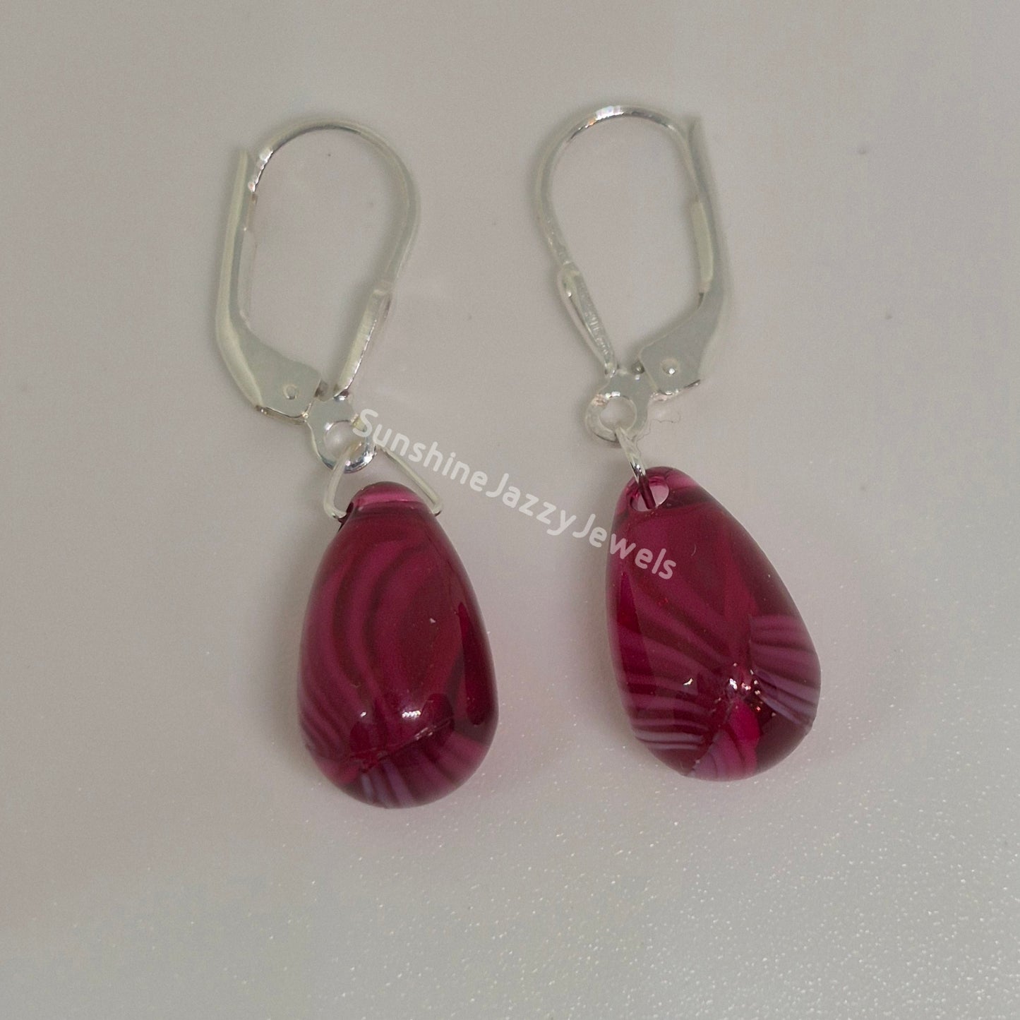 Sterling Silver Earrings - Swarovski Crystal Ruby Quartz Teardrdop Earrings
