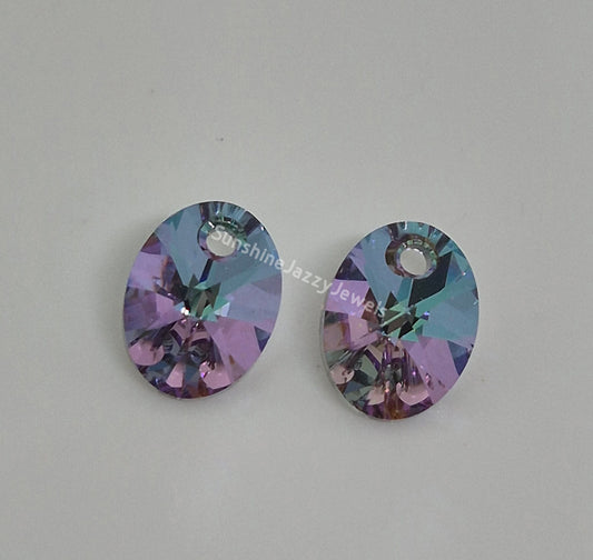#6028 - 2pc Swarovski Crystal Vitrail Light 10mm Oval Pendant; LAST ONE