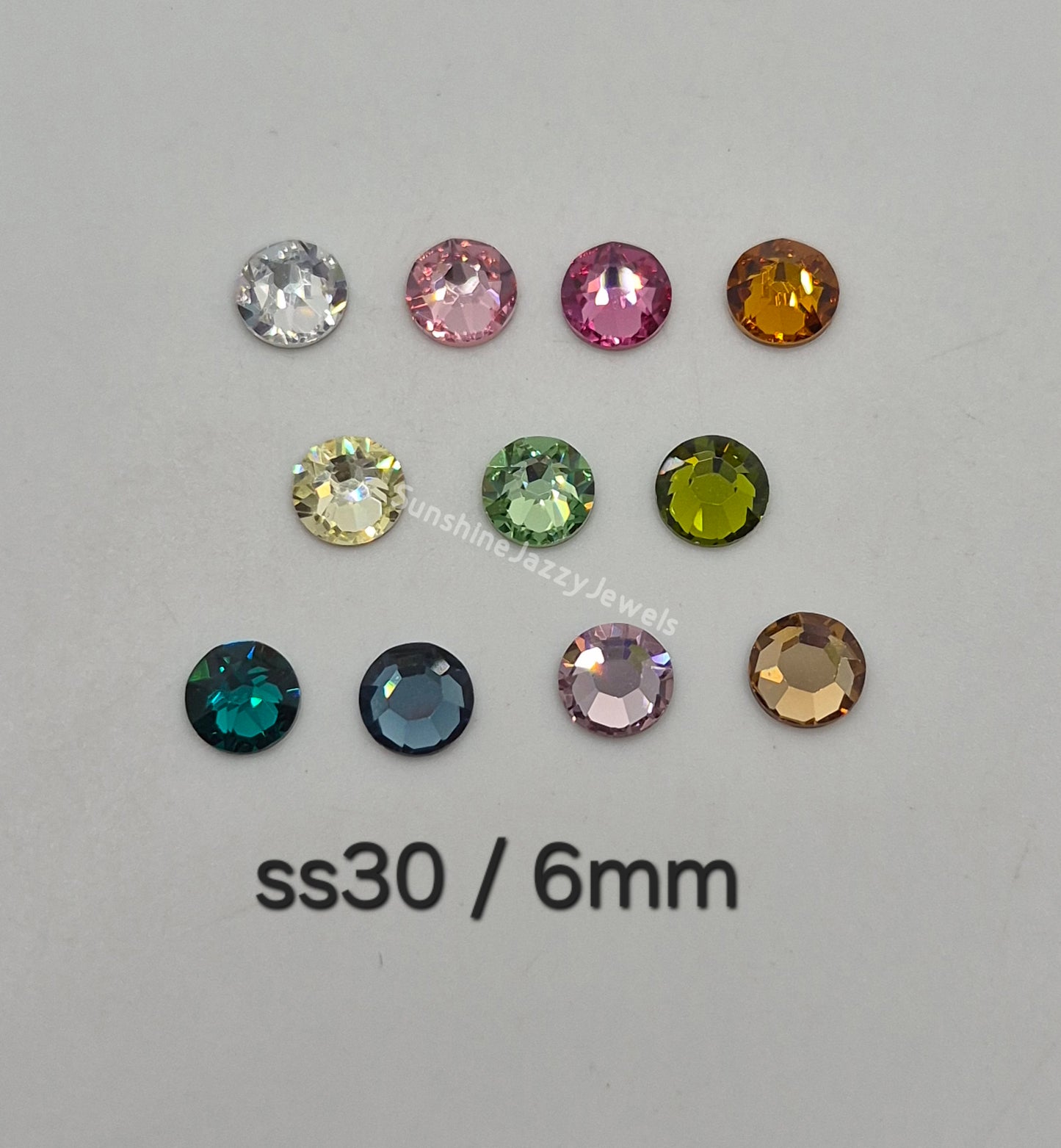 #2088 - Swarovski Crystal ss30 6mm Flatback Rhinestones; 12pc per pack; Multiple Color Choices
