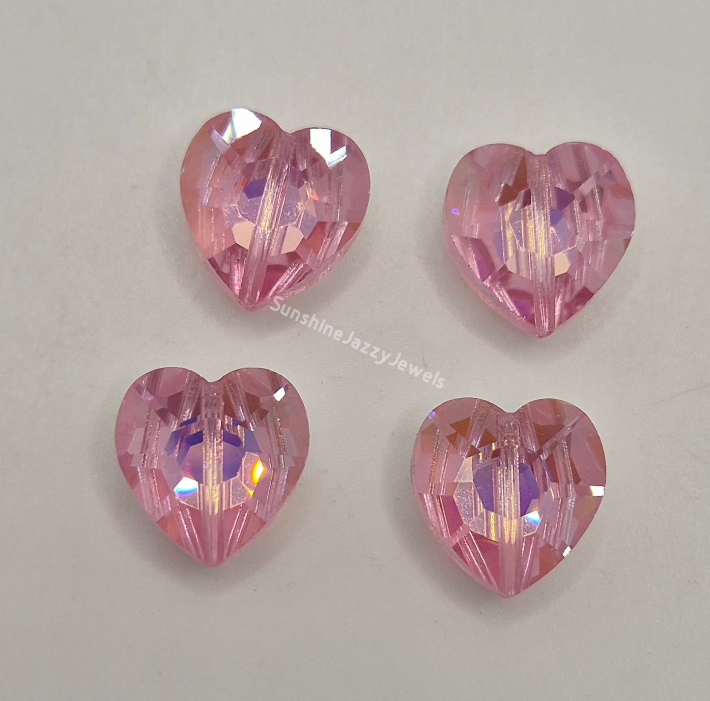 #5131 - 4pc Swarovski Crystal Light Rose AB 12mm Heart Beads; LAST ONE