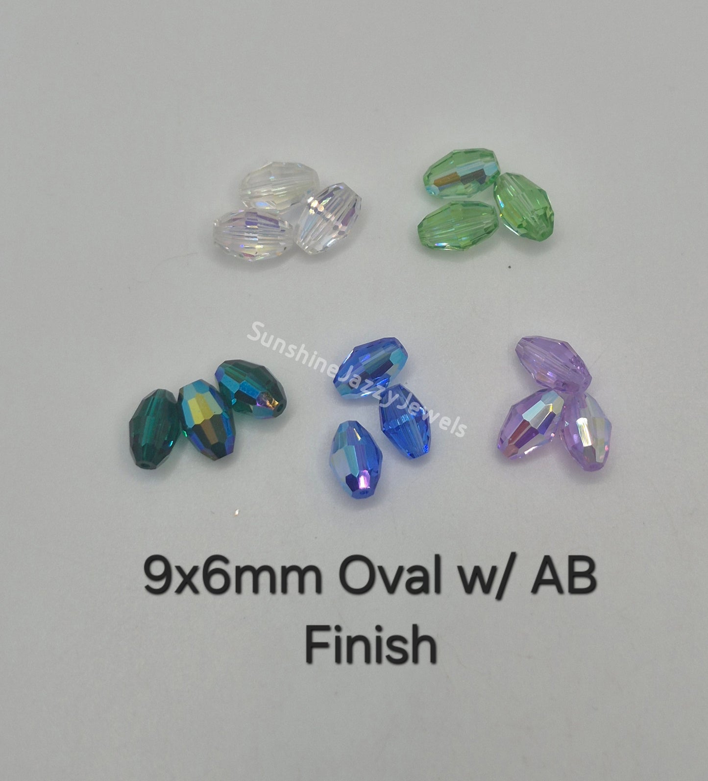 #5200 - Swarovski Crystal 9x6mm Oval Beads; AB Finish; 6pc per pack