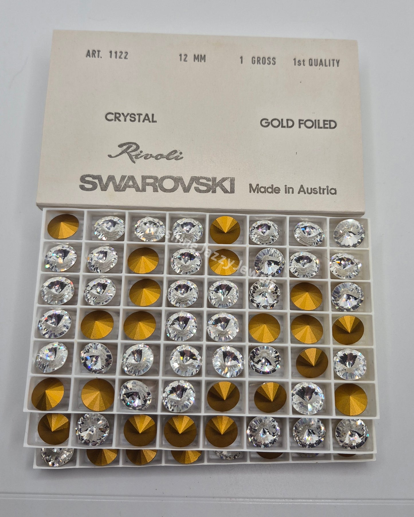 #1122 - Factory Pack Swarovski Crystal Clear 12mm Rivoli Chatons; 144pc