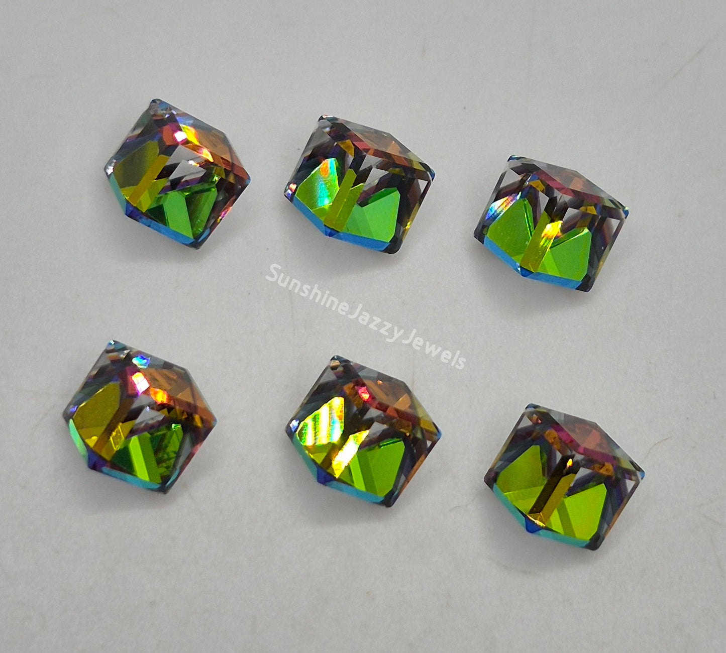 #4841 - Swarovski Crystal Vitrail Medium Cube Fancy Stone; Multiple Sizes