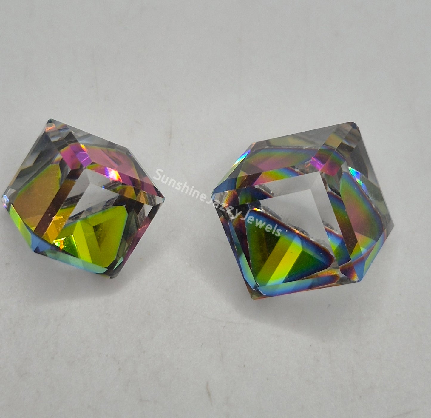 #4841 - Swarovski Crystal Vitrail Medium Cube Fancy Stone; Multiple Sizes