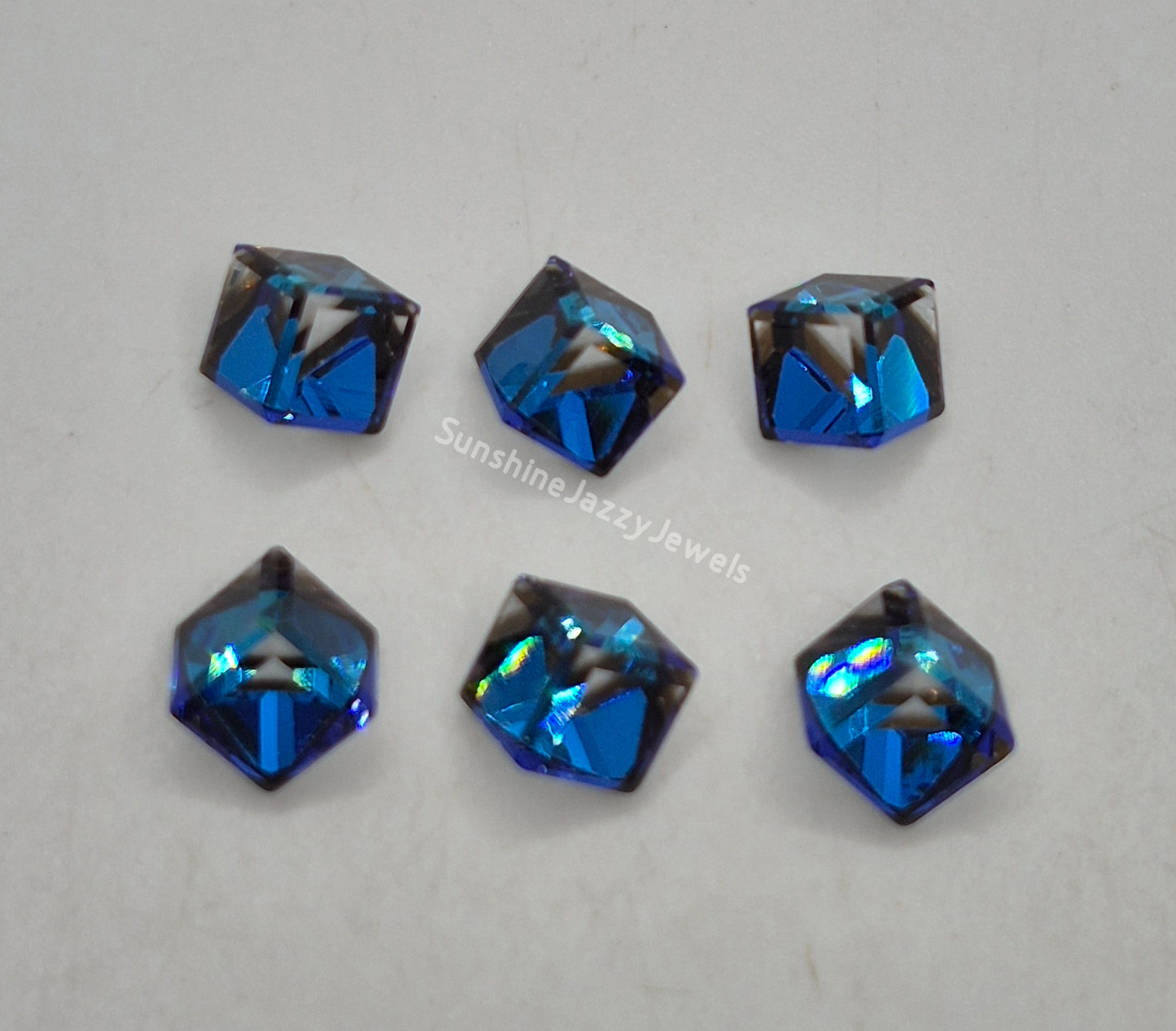 #4841 - Swarovski Crystal Bermuda Blue Cube Fancy Stone; Multiple Sizes