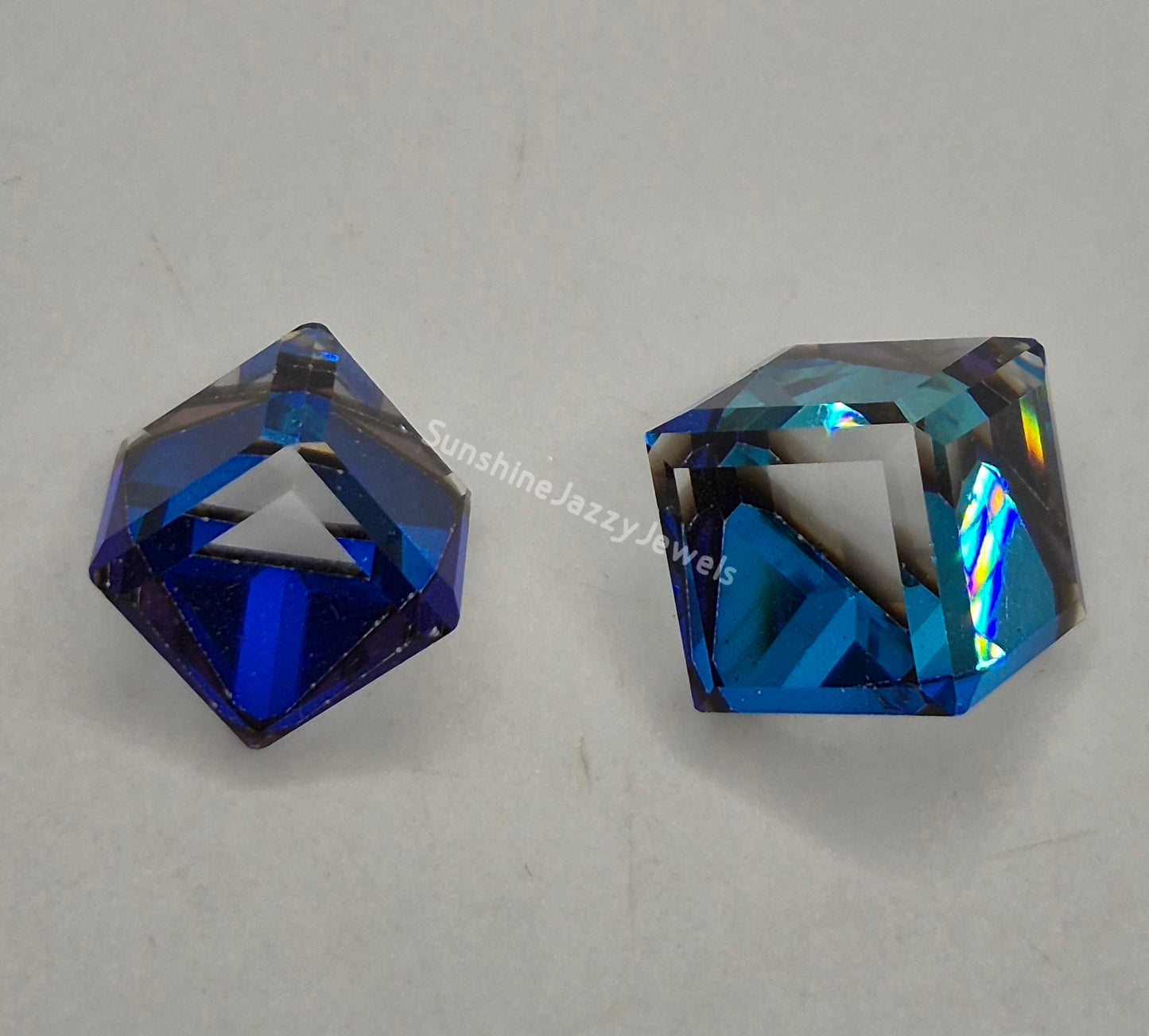 #4841 - Swarovski Crystal Bermuda Blue Cube Fancy Stone; Multiple Sizes