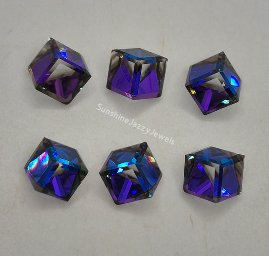 #4841 - Swarovski Crystal Heliotrope Cube Fancy Stone; Multiple Sizes