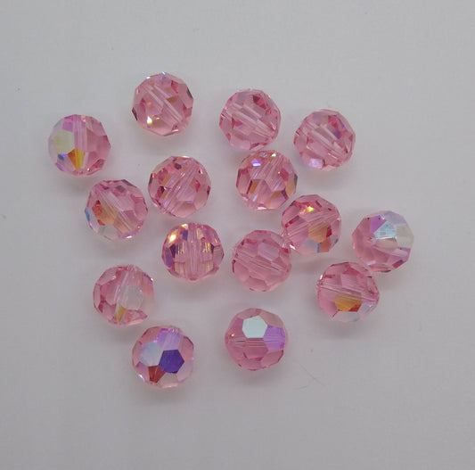 #5000 - Swarovski Crystal Light Rose AB Faceted Round Beads