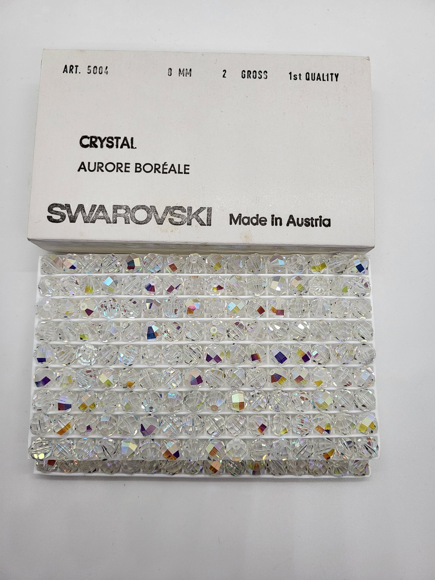 #5004 - Factory Pack Swarovski Crystal Clear AB 8mm Geometric Round Beads; 288pc