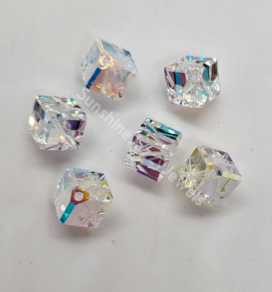 WEB EXCLUSIVE - #5600 - Swarovski Crystal Clear AB 8mm Diagonally Cube Beads