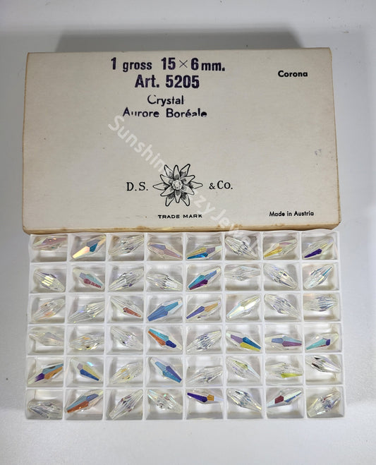 #5205 - Factory Pack Swarovski Crystal Clear AB 15x6mm Squared Tube Beads