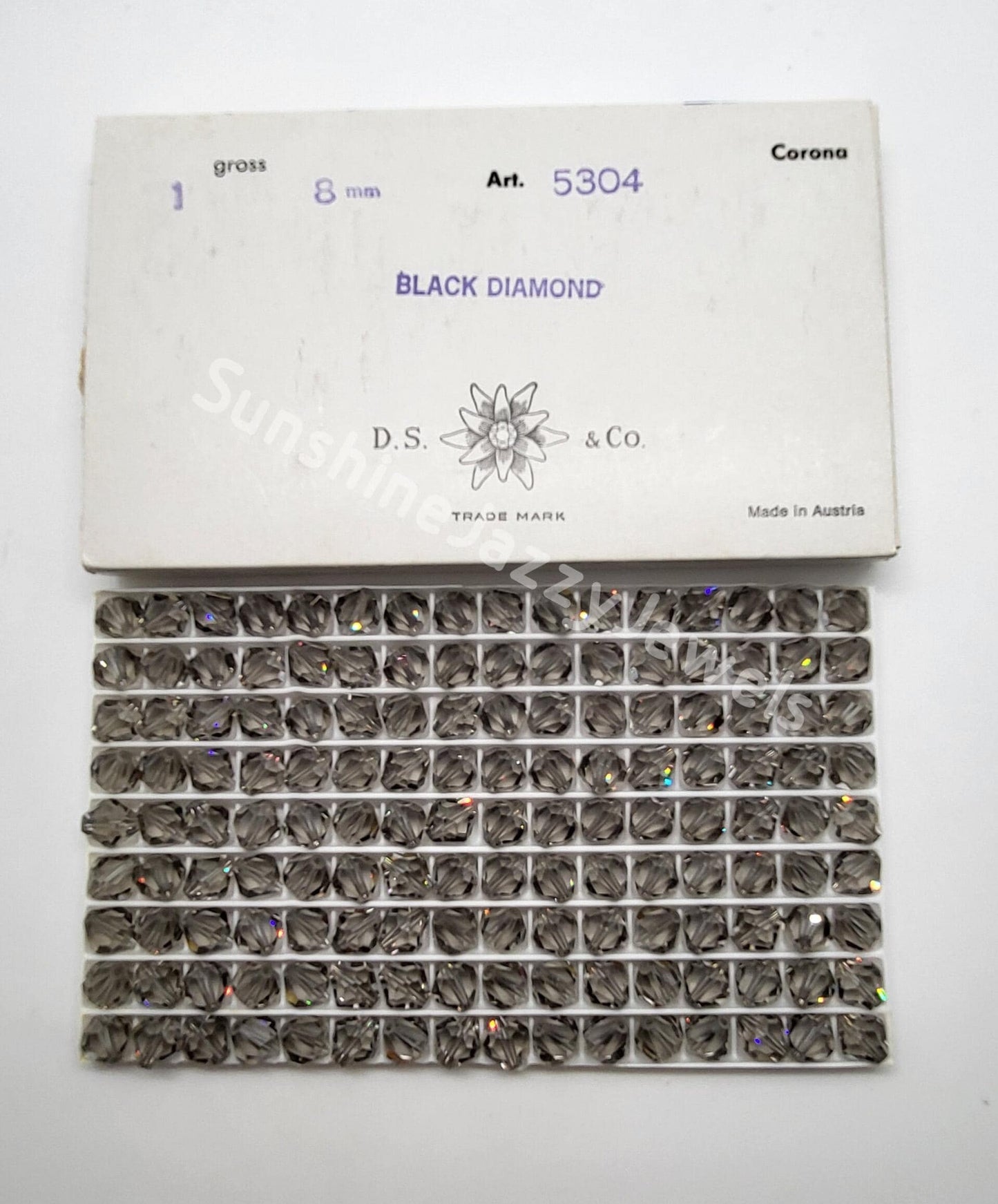 #5304 - Factory Pack Swarovski Crystal Black Diamond 8mm Round Bicone Beads; 144pc