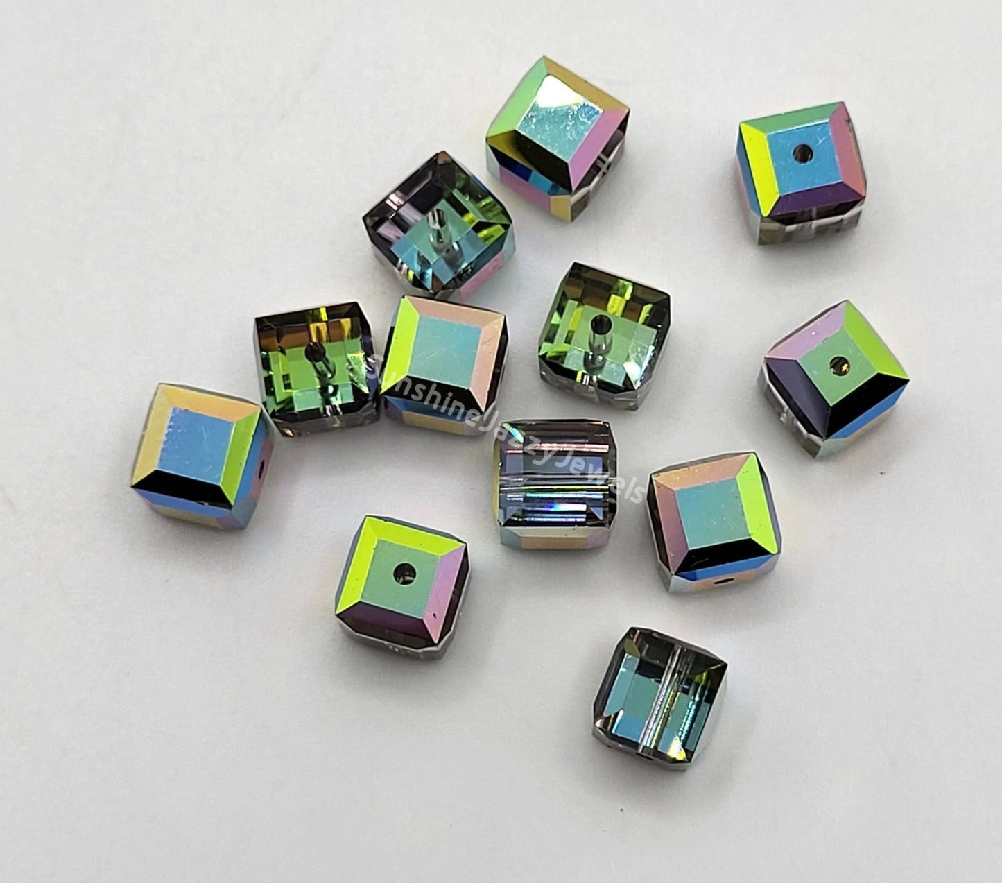 #5601 - Swarovski Crystal Vitrail Medium Cube Beads; 3 Sizes!