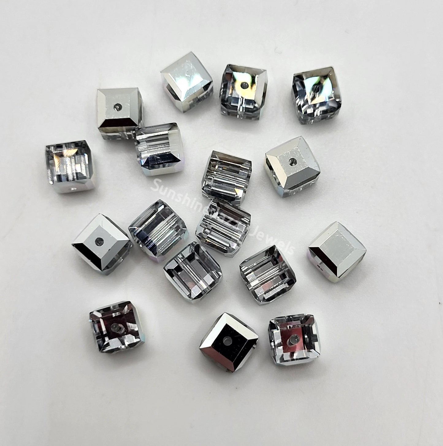 #5601 - Swarovski Crystal Comet Argent Light CAL Cube Beads; 3 Sizes